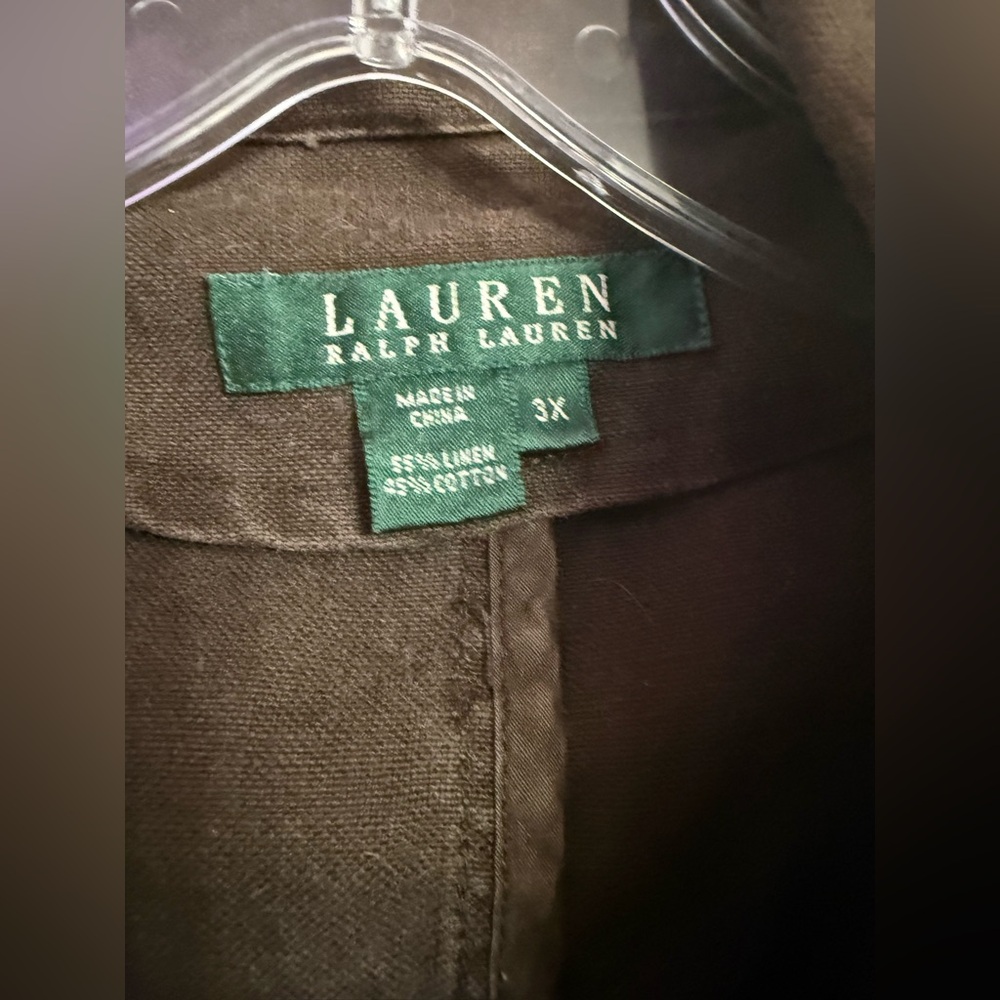 Ralph Lauren Polo Utility Jacket Army Olive Green Linen Field Military Plus 3X - Picture 3 of 4